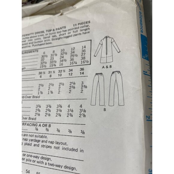 Butterick 6417 Sewing Pattern Size 10 Maternity Dress Top and Pants Vintage CUT - Picture 5 of 6